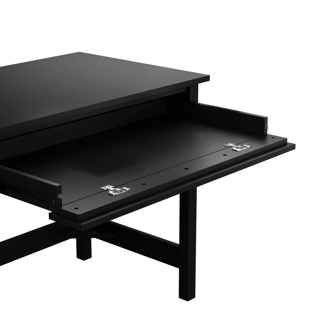 54W Computer Desk with Shelves in Classic Black Z72343