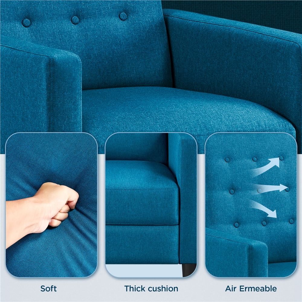 2PCS Blue Fabric Recliner Chair Q23477