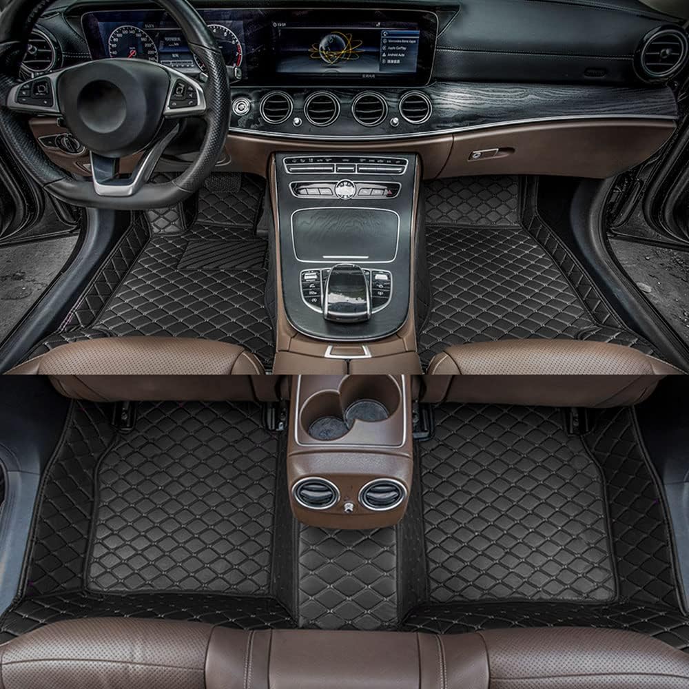 Black-Purple All Weather Non-Slip Leather Car Floor Mats L348654