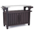 Brown Outdoor Kitchen Rolling Cart with Storage Cabinet V283