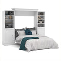 White Wood Queen Murphy Bed with 2 Organizers R70689