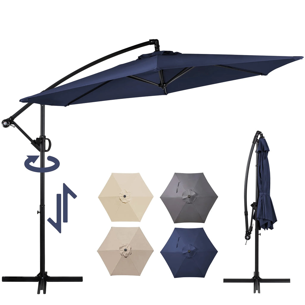 Dark Gray Offset Cantilever Umbrella with Cross Base Y860109