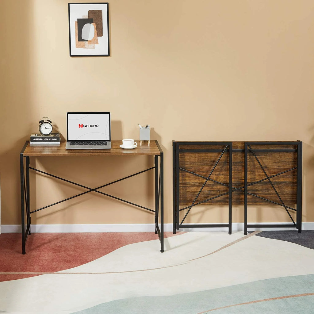 Folding Computer Desk 39” Walnut C618