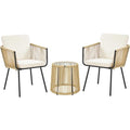 3 Piece PE Wicker Patio Bistro Set with Cushions Y9277