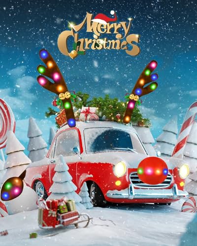 Christmas Reindeer Antlers Car Decoration Kit LED Multicolor Lights Y944
