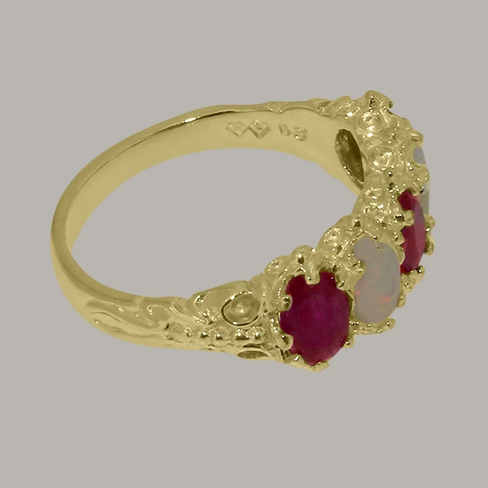 10k Yellow Gold Ruby Opal Eternity Ring G9463