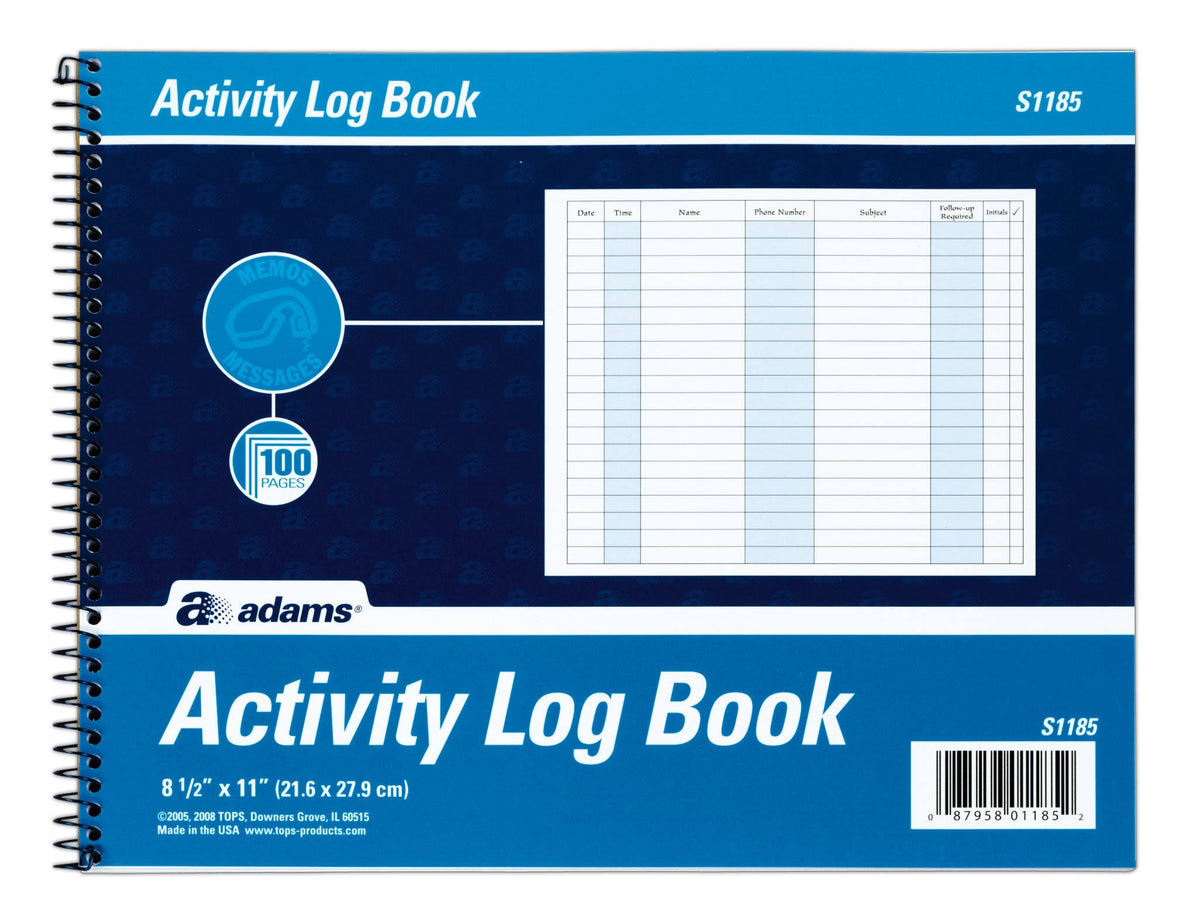 Activity Log Book, Spiral Bound, White, 10 count, 50 pages each O9928