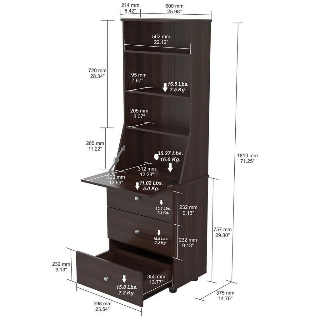 Espresso Reversible Computer Desk & Bookcase Set Q9320