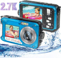 Green Waterproof Digital Camera 2.7K 48MP Dual Screen 16X Digital Zoom Flashlight Pack of 2 O4400