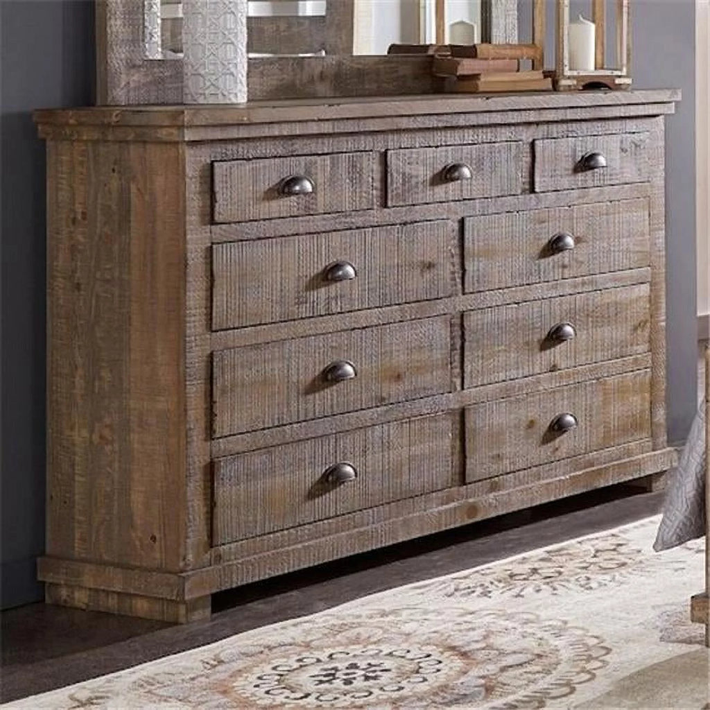 42 x 64 x 18 in. Weathered Gray Drawer Dresser F7275