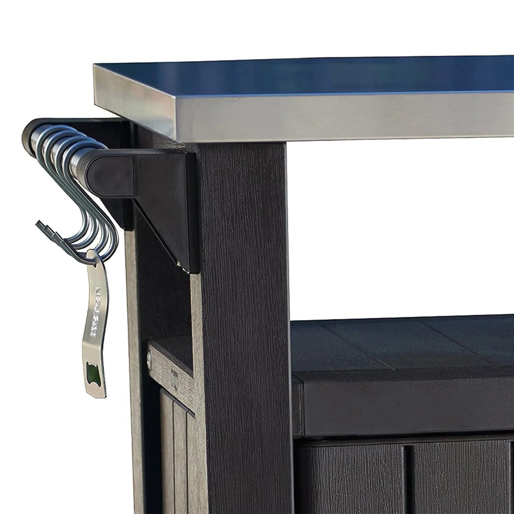 Brown Outdoor Kitchen Rolling Cart with Storage Cabinet V283