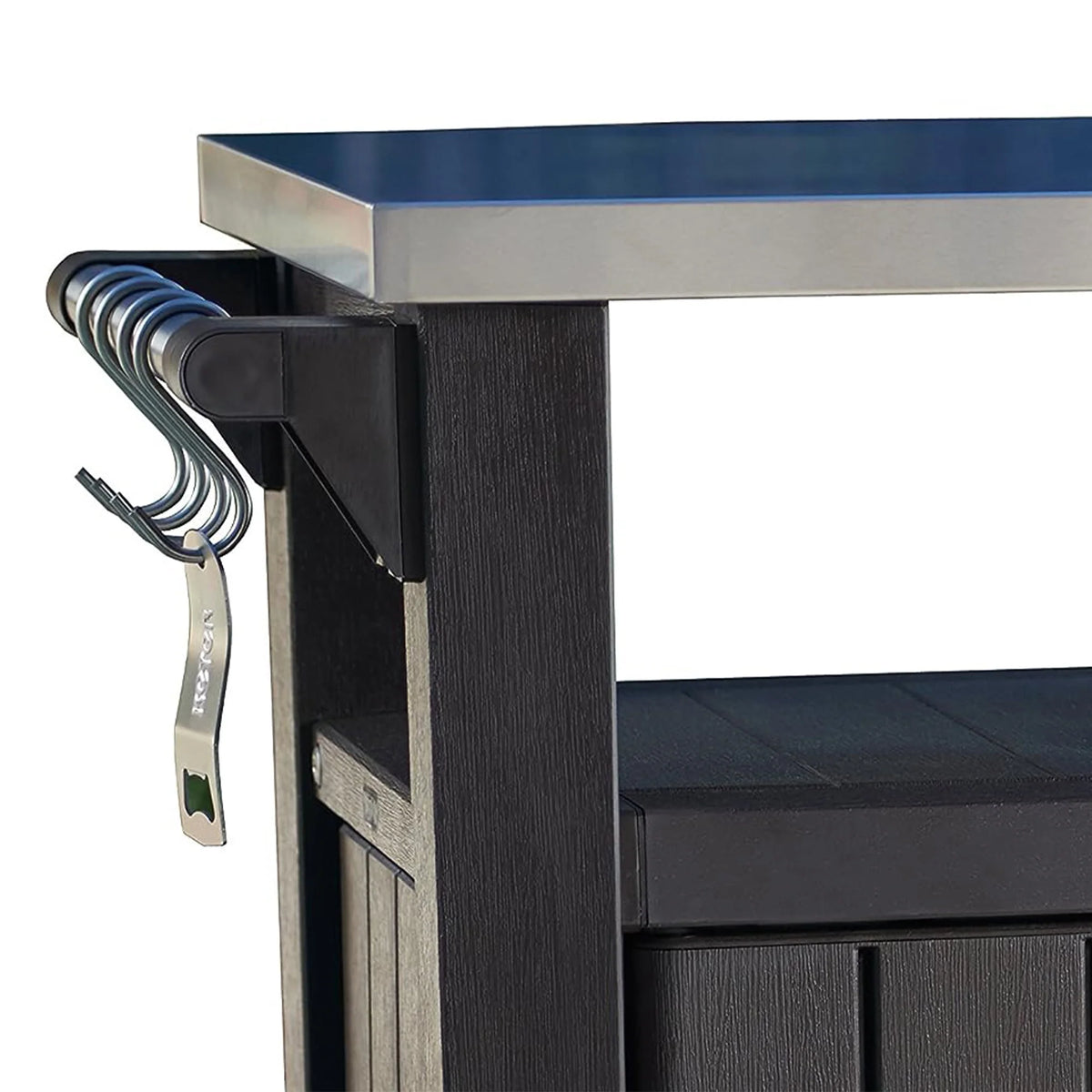 Brown Outdoor Kitchen Rolling Cart with Storage Cabinet V283