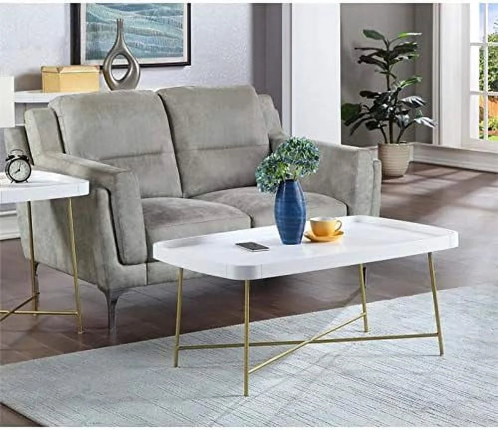 White Wood Coffee Table with X Legs R8258