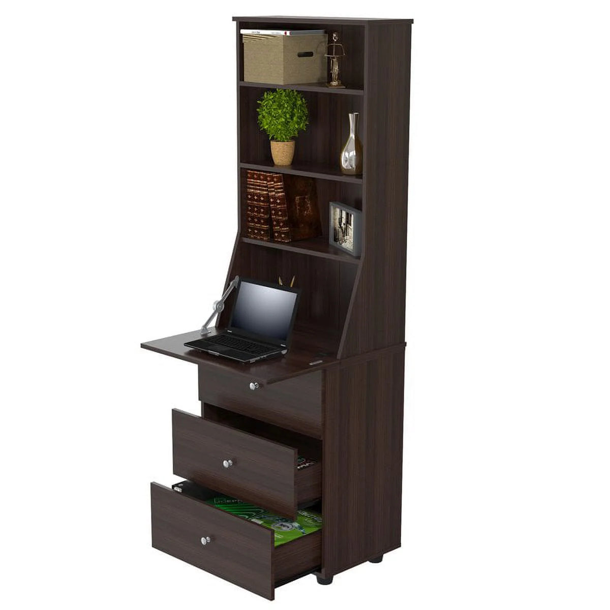 Espresso Reversible Computer Desk & Bookcase Set Q9320