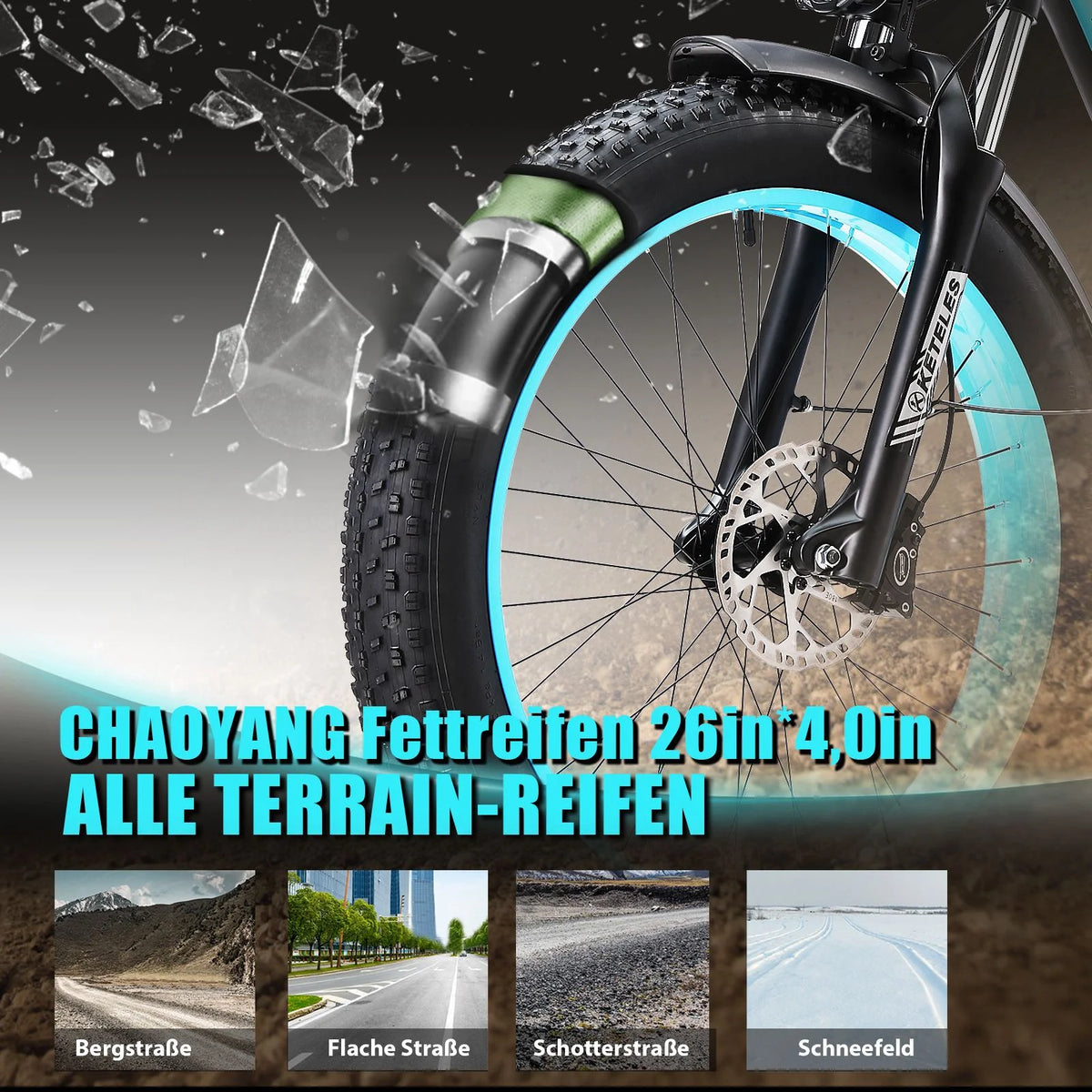 2000W 26 Fat Tire Electric Bike with 48V 23AH Removable Battery Y835386