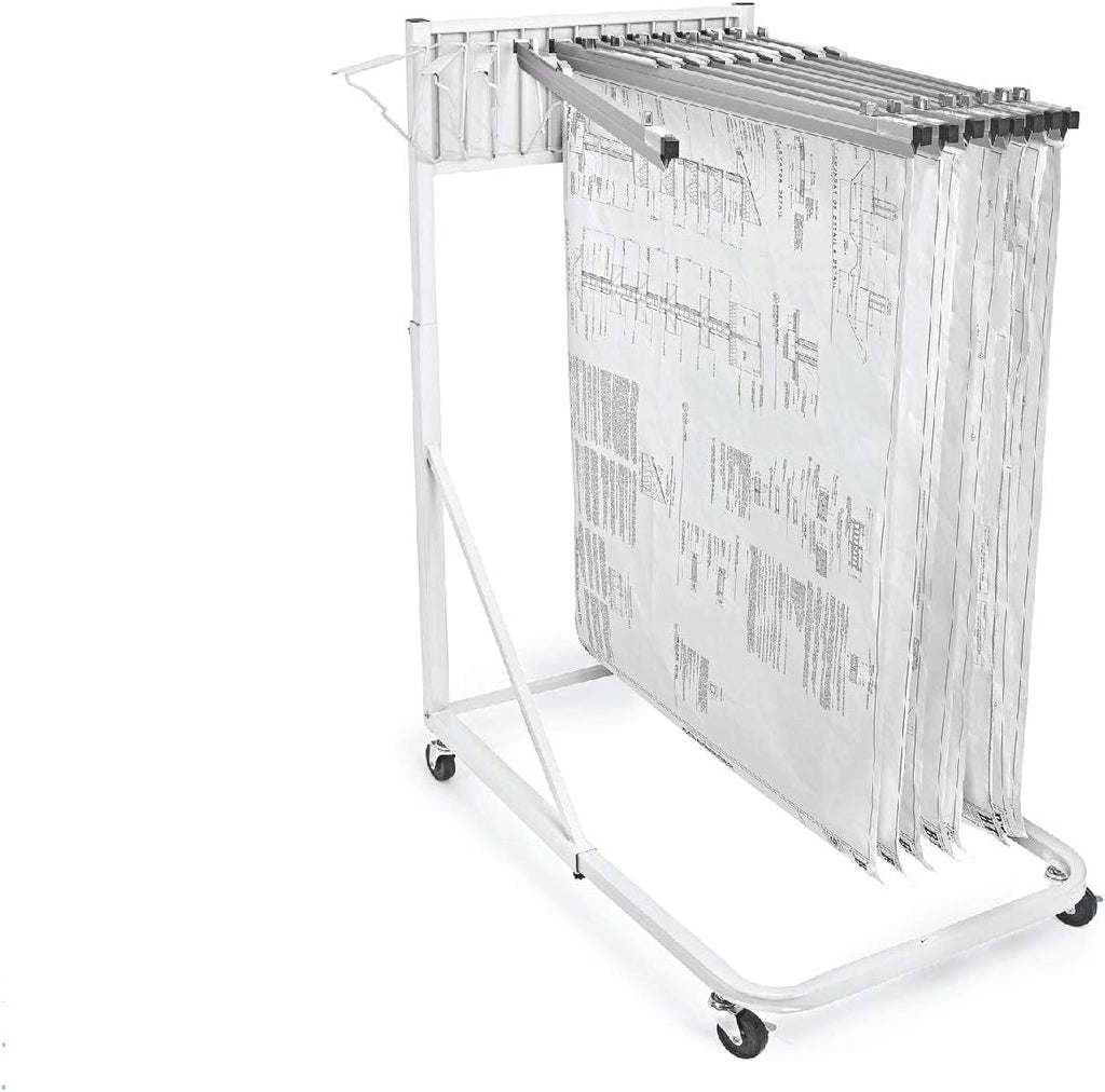 White Vertical Poster Display Rack and Plans Holder File Organizer Stand Q459456