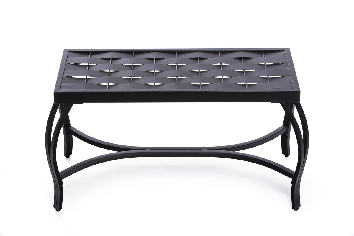 Charcoal Black Metal Weave Bench I713
