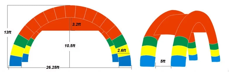 Inflatable Rainbow Twin Arches Wedding Arch Double Stander 26*13ft with Blower X1097