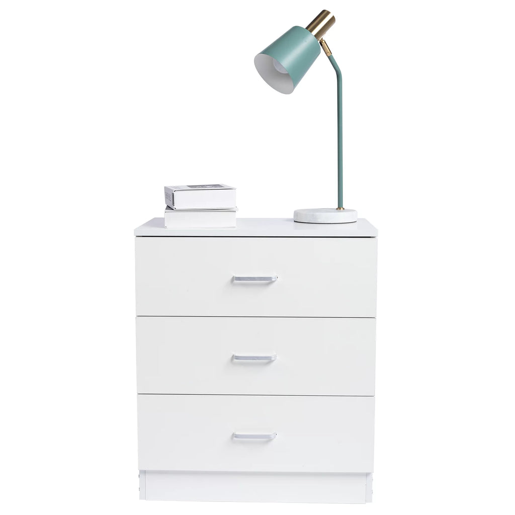 White 3-Drawer Dresser with Metal Handles C20530