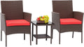 Brown Wicker 2 Rattan Chairs and Glass Coffee Table Bistro Set S3812