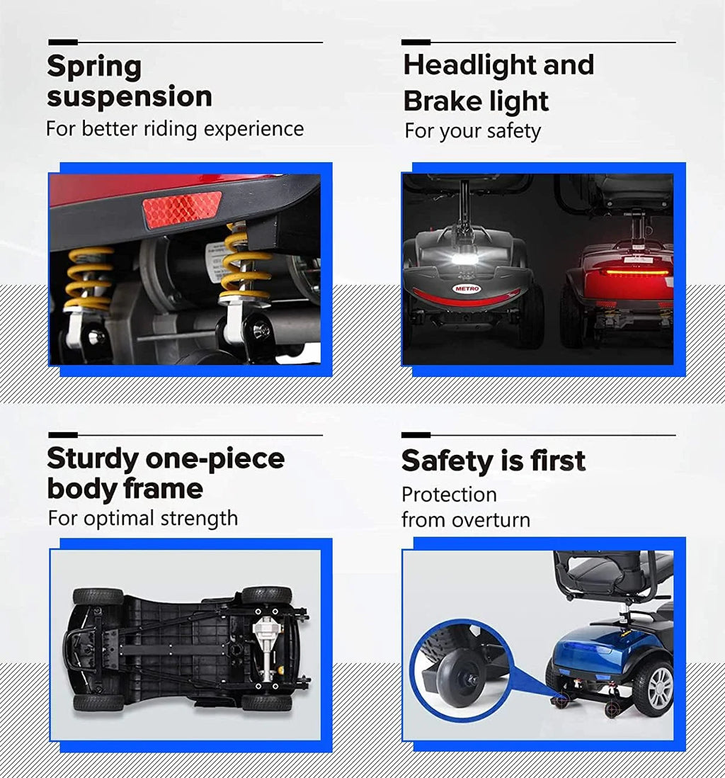 Blue Foldable 4 Wheel Mobility Scooter Z916478