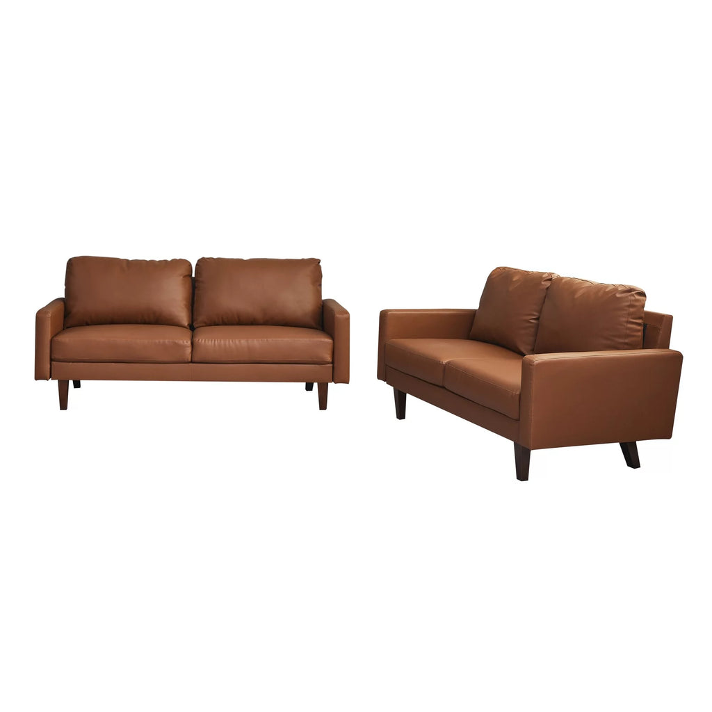 Black 2 Piece Faux Leather Loveseat and Sofa I79486
