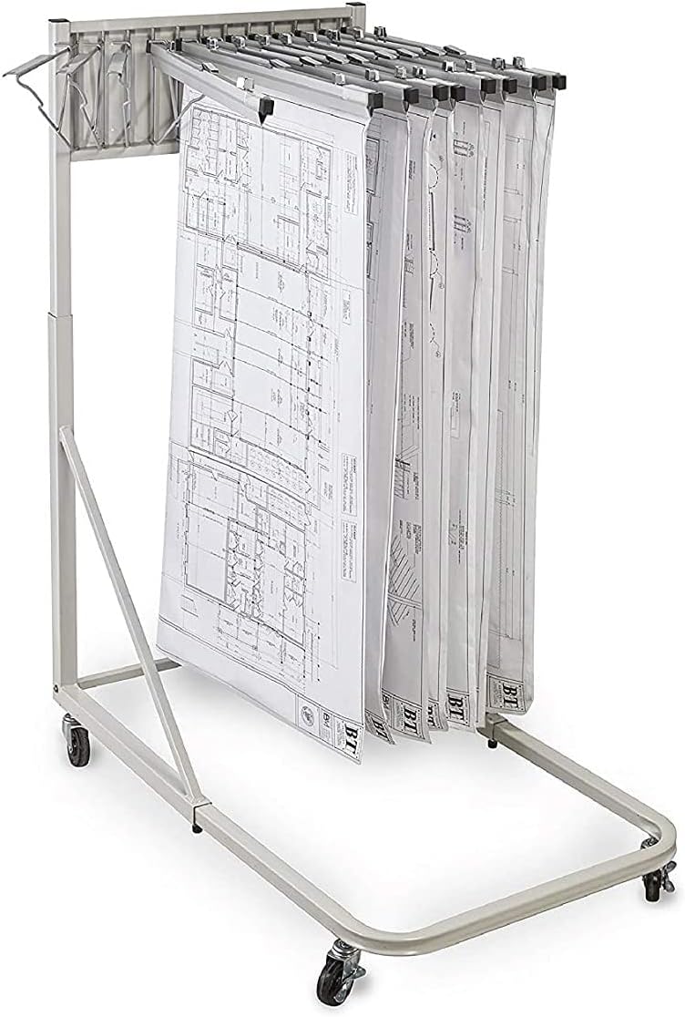 White Vertical Poster Display Rack and Plans Holder File Organizer Stand Q459456