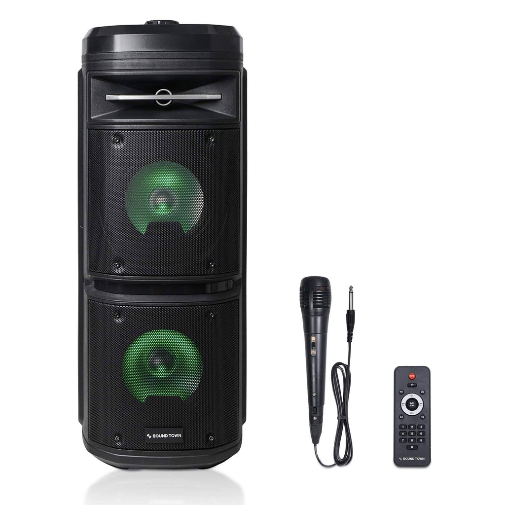 Dual 6.5” Portable PA Speaker with Built-in Rechargeable Battery, Bluetooth, USB, LED R650