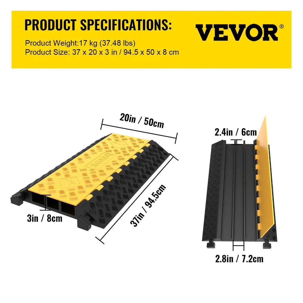 3-Channel Rubber Cable Protector Ramp V74294