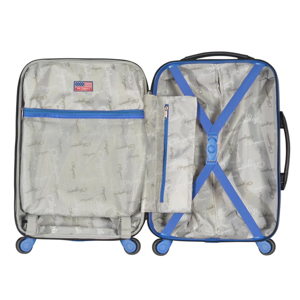 Expandable Hardside Carry-On Luggage Spinner Suitcase with Laptop Compartment, Black/Blue U57428