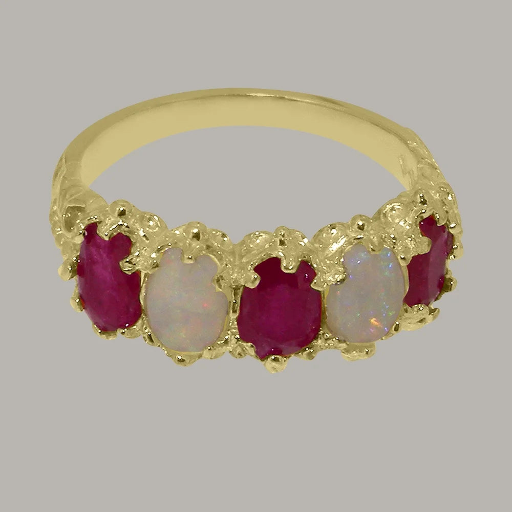 10k Yellow Gold Ruby Opal Eternity Ring G9463