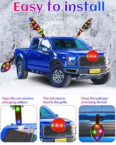 Christmas Reindeer Antlers Car Decoration Kit LED Multicolor Lights Y944