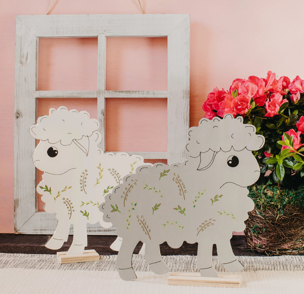 Large Unfinished Wood Lamb Cutouts 16 inch x 15 inch Pack of 25 Z755320