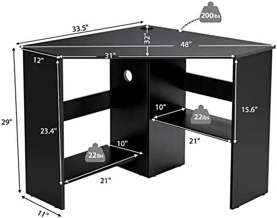 Corner Desk with Shelves I905