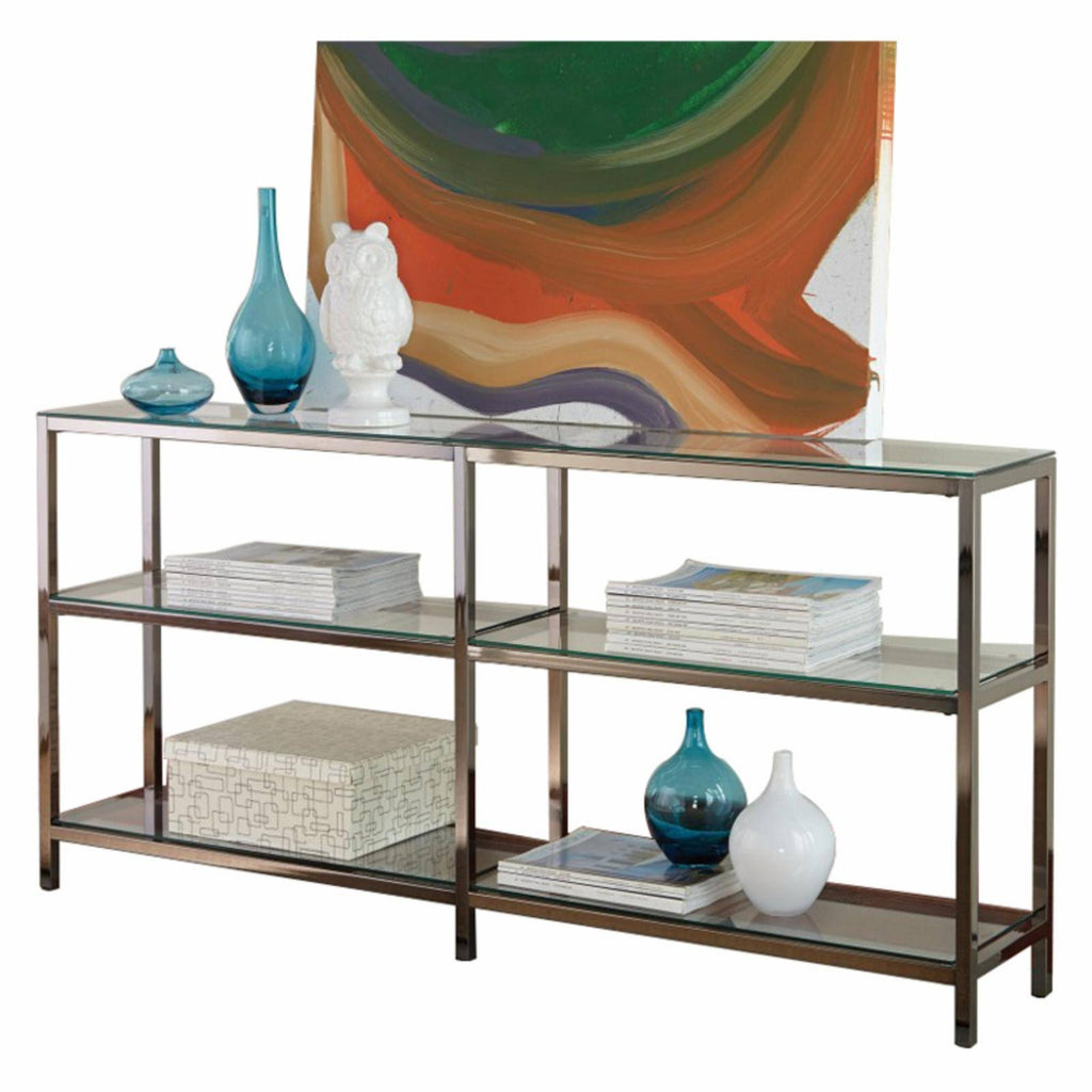 Industrial Metal Bookcase with Glass Shelves B30458