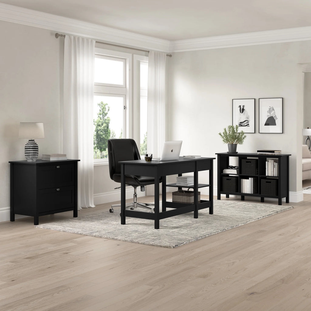 54W Computer Desk with Shelves in Classic Black Z72343
