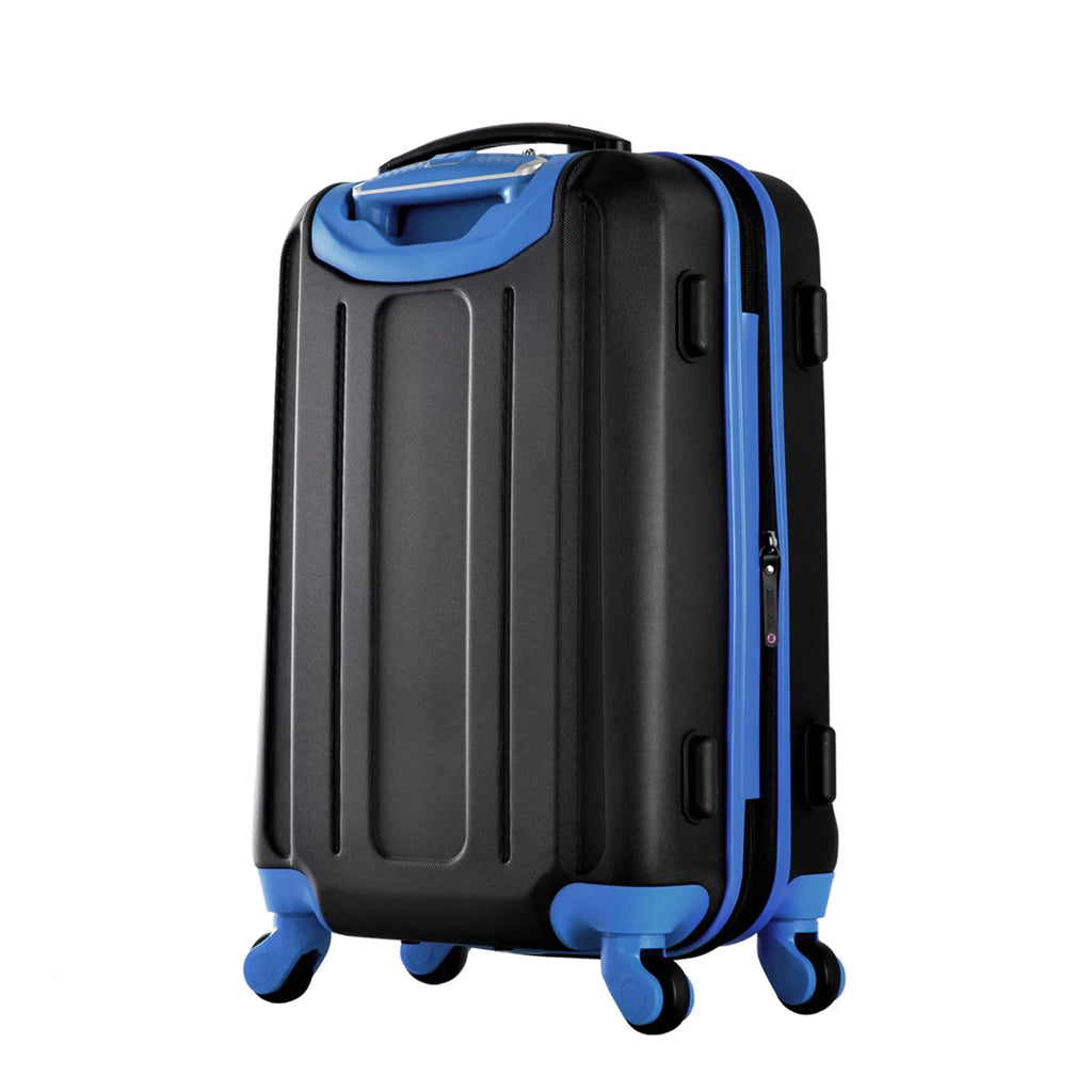 Expandable Hardside Carry-On Luggage Spinner Suitcase with Laptop Compartment, Black/Blue U57428