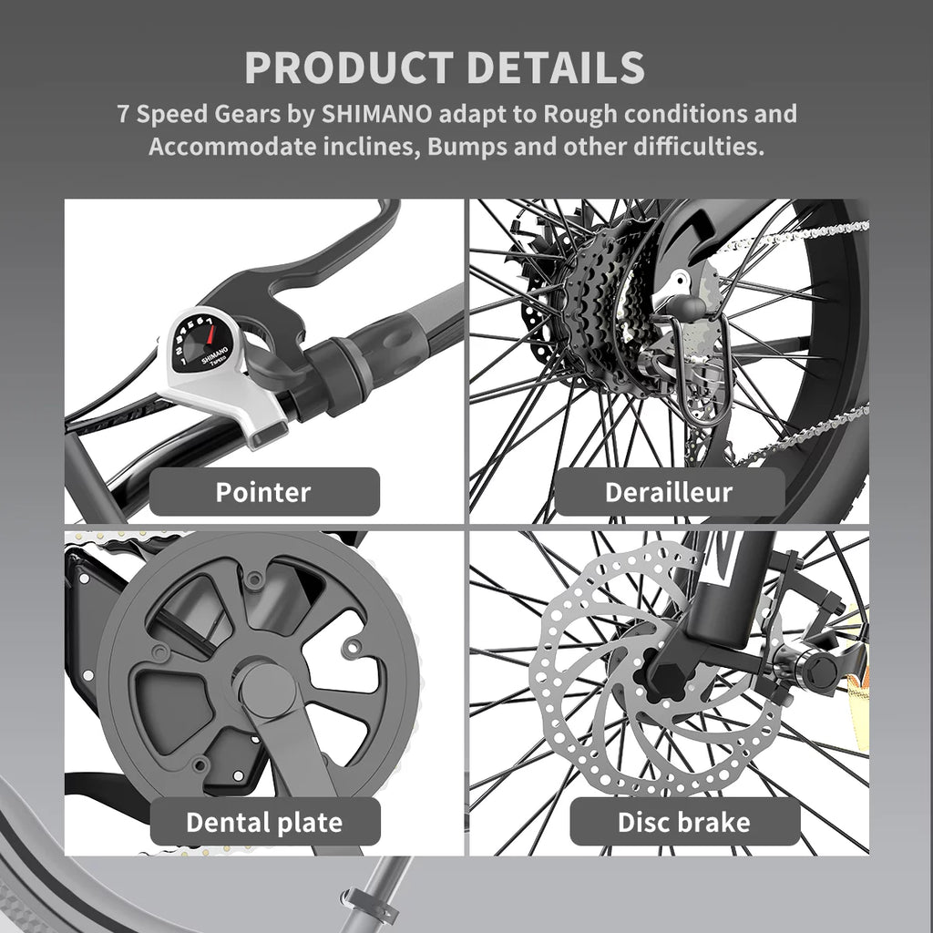 750W 48V 15Ah Fat Tire Electric Mountain Bike U76438