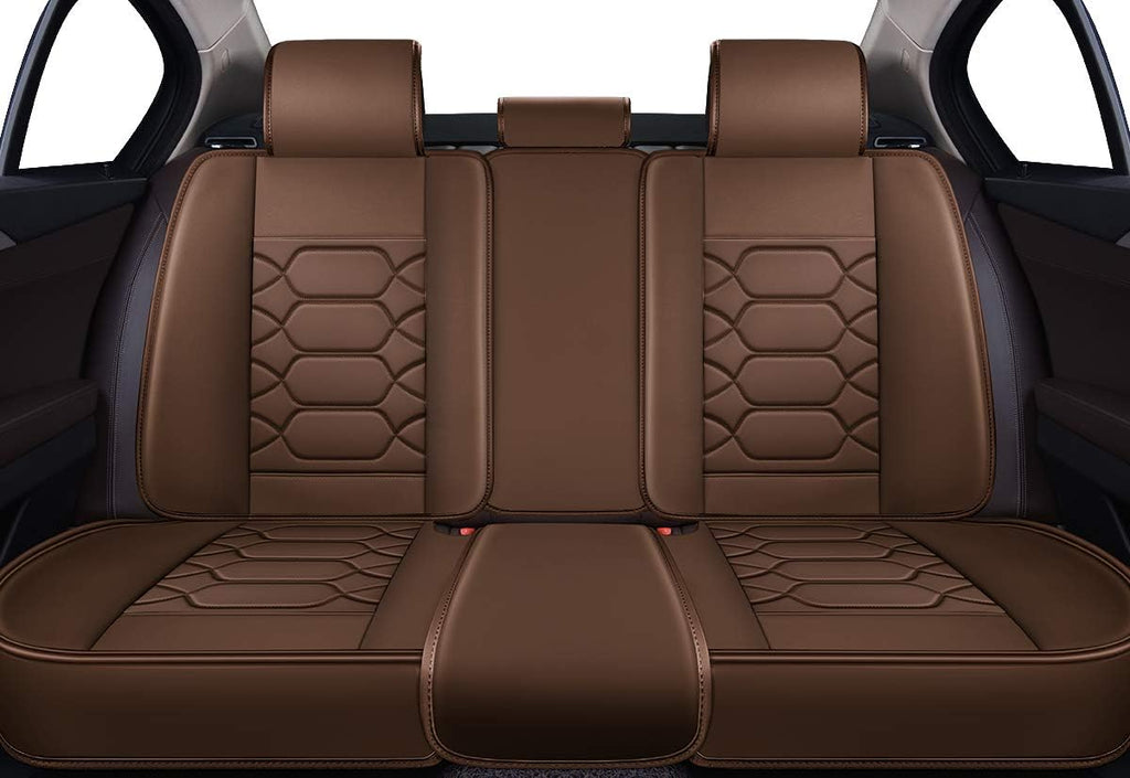 Black Front & Rear Faux Leather Car Seat Covers C188