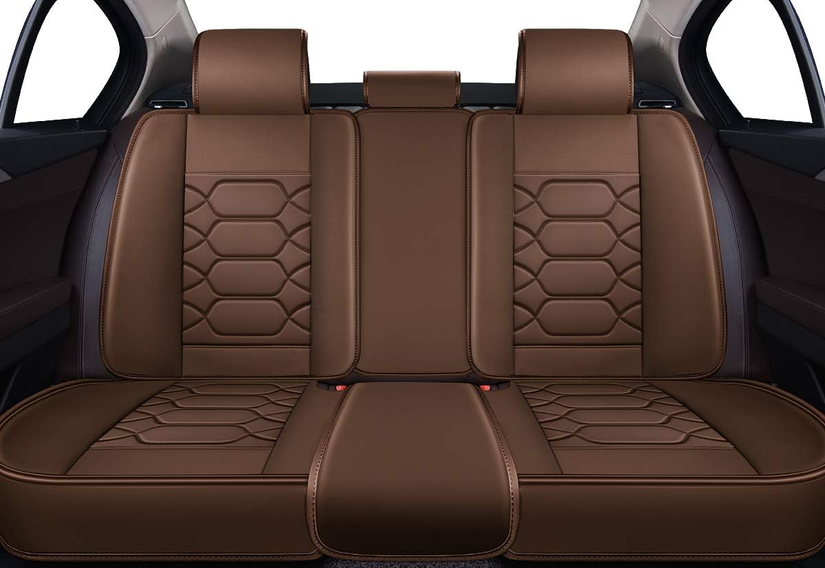 Black Front & Rear Faux Leather Car Seat Covers C188