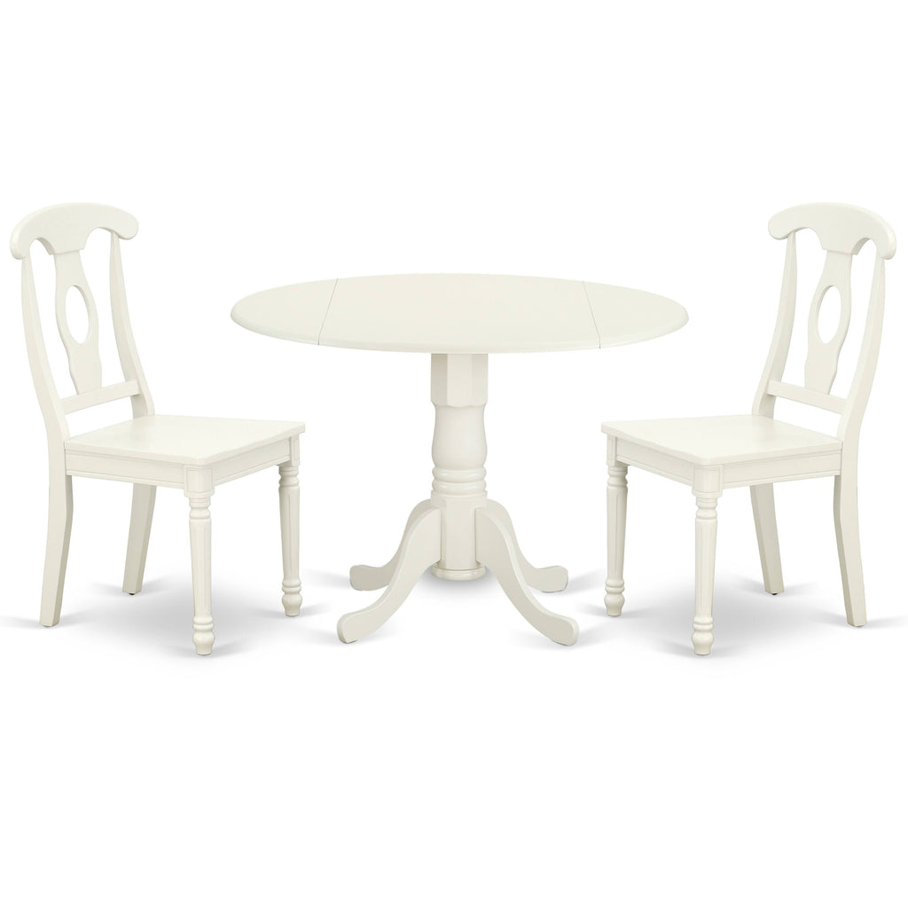 3PC Round Table with Two 9-Inch Drop Leaves and 2 Panel Back Chairs G302315