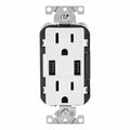 15 Amp Decora Combination Tamper Resistant Duplex Outlet and USB Charger, White (6-Pack) O10695