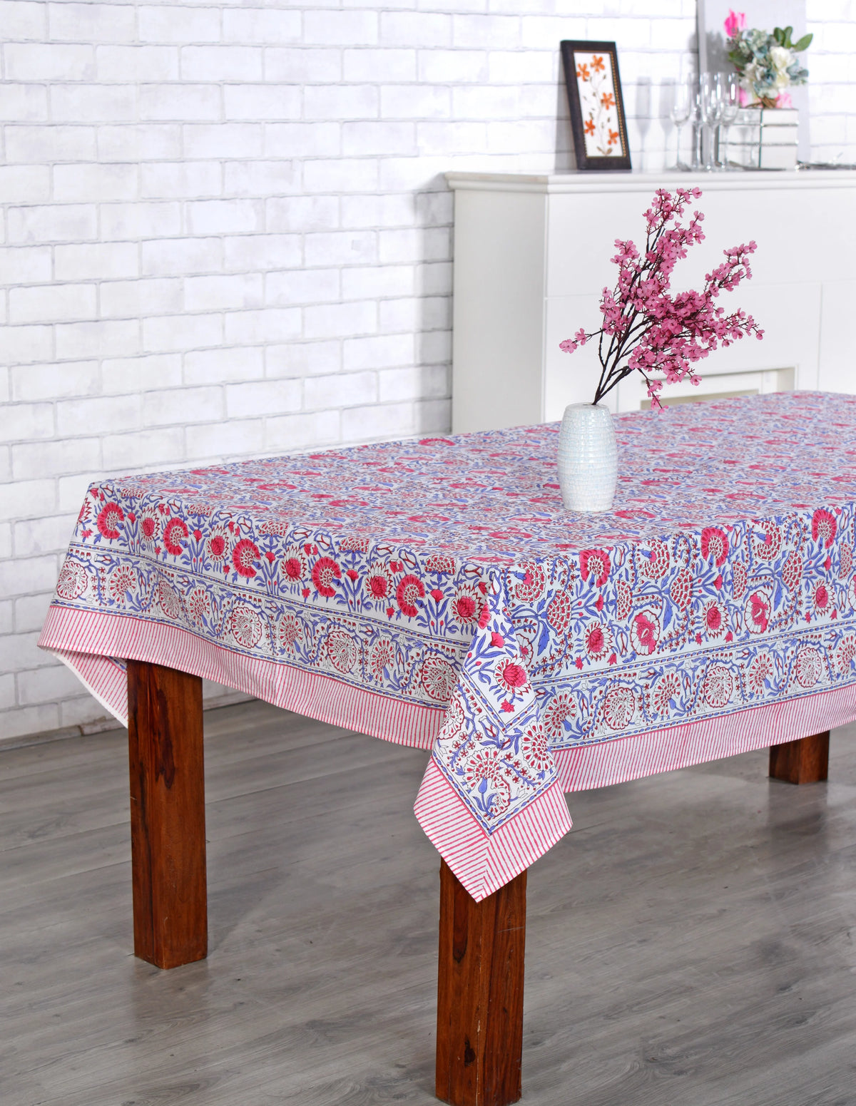 100% Cotton Hand Block Print Tablecloth 60" x 60" V902