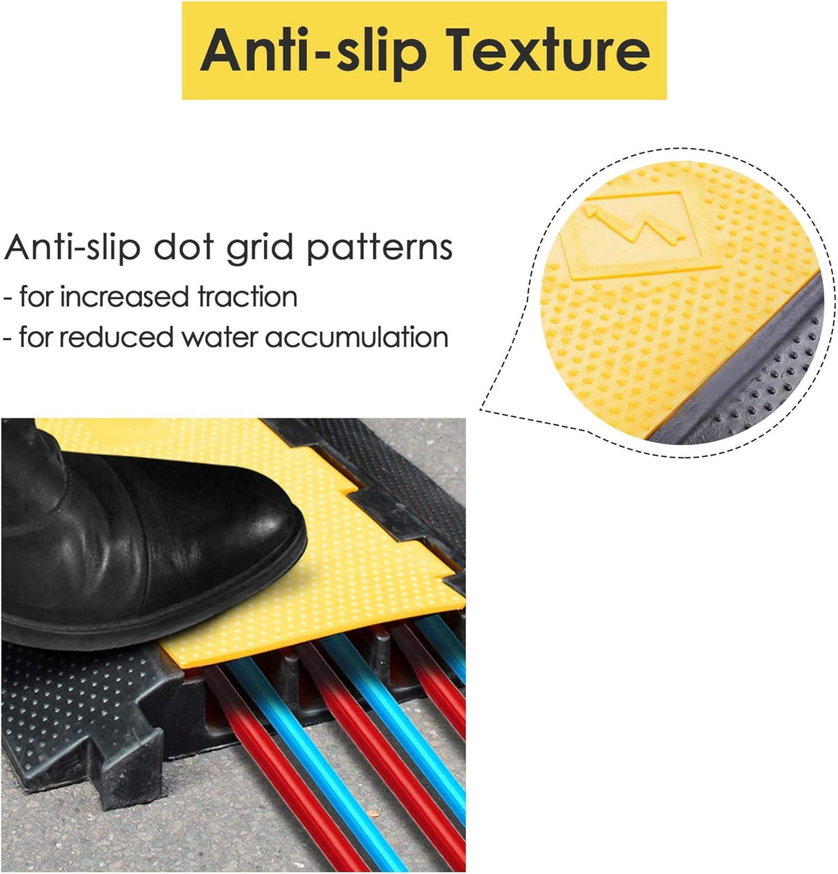 3 Channel Rubber Cable Ramp Cover Cord Protector Driveway Speed Bumps 88000 Lbs Pack of 2 F37723