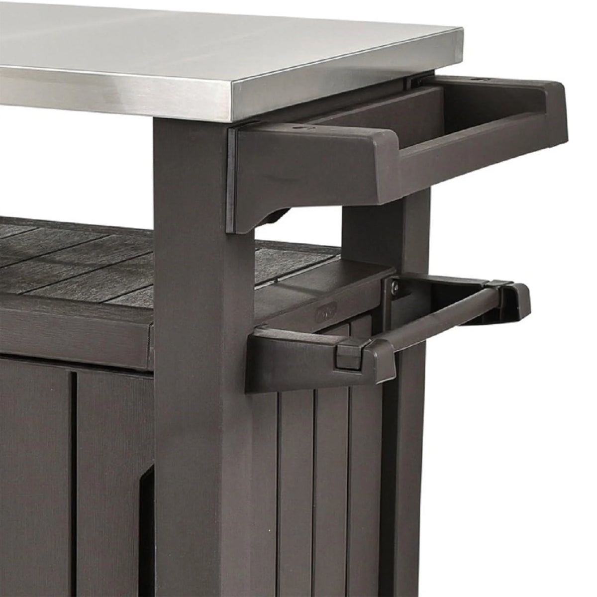 Brown Outdoor Kitchen Rolling Cart with Storage Cabinet V283