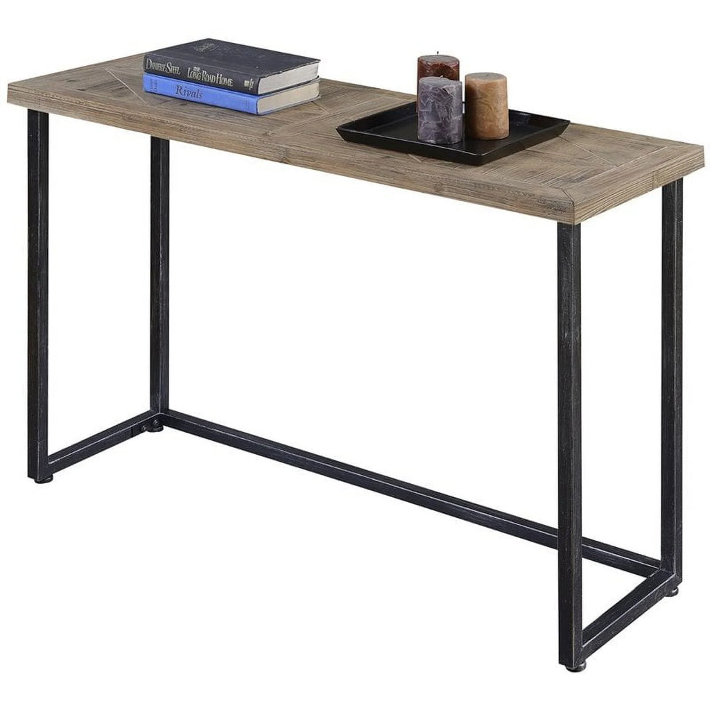 Farmhouse Console Table in Natural Wood Finish and Black Frame J858