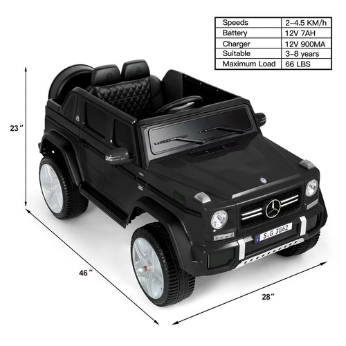 12V Kids Ride on Car with Remote Control, LED Light (Black) I81255