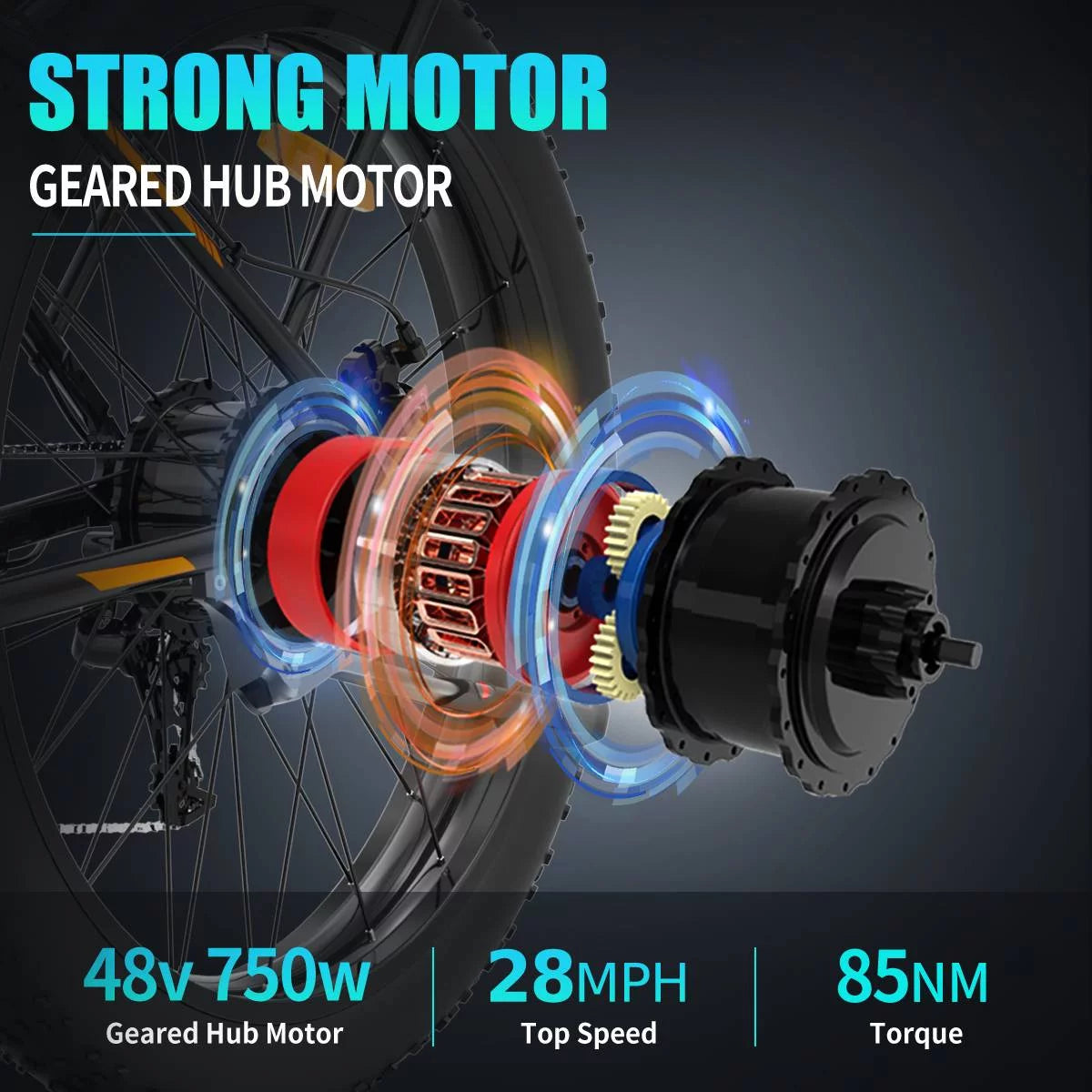 750W 48V 15Ah Fat Tire Electric Mountain Bike U76438
