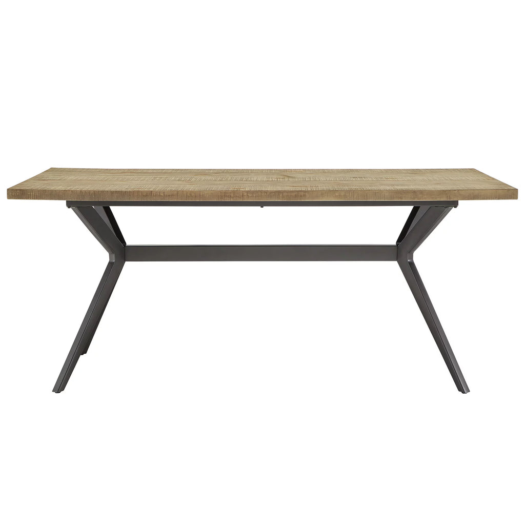 Light Pine and Black Metal Base Dining Table L6530