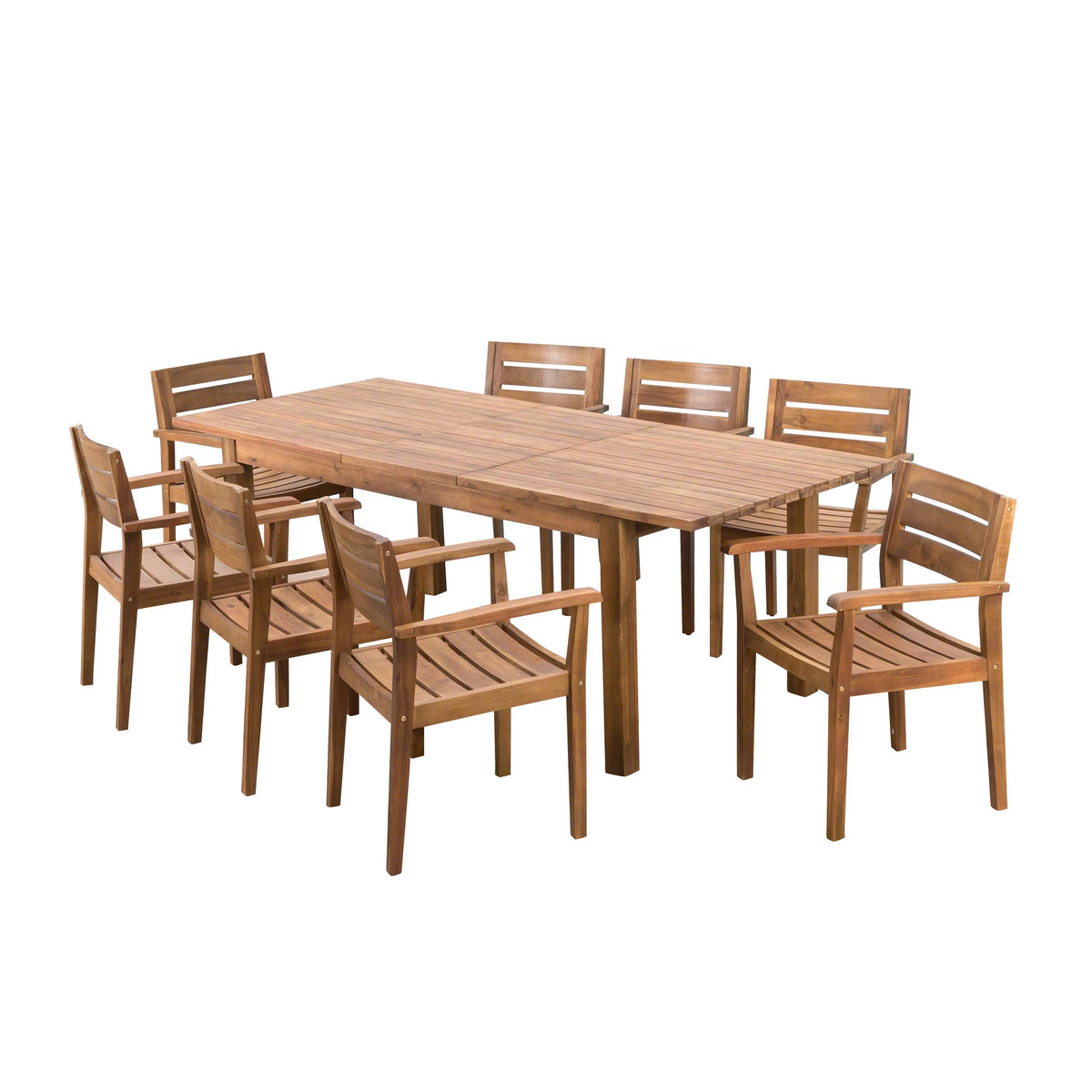 Acacia Wood 9 Piece Expandable Dining Set S485031